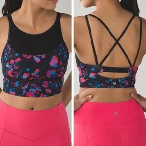 Lululemon Clip In Long Line Bra Dandy Digie Multi Sz 6 Luxtreme